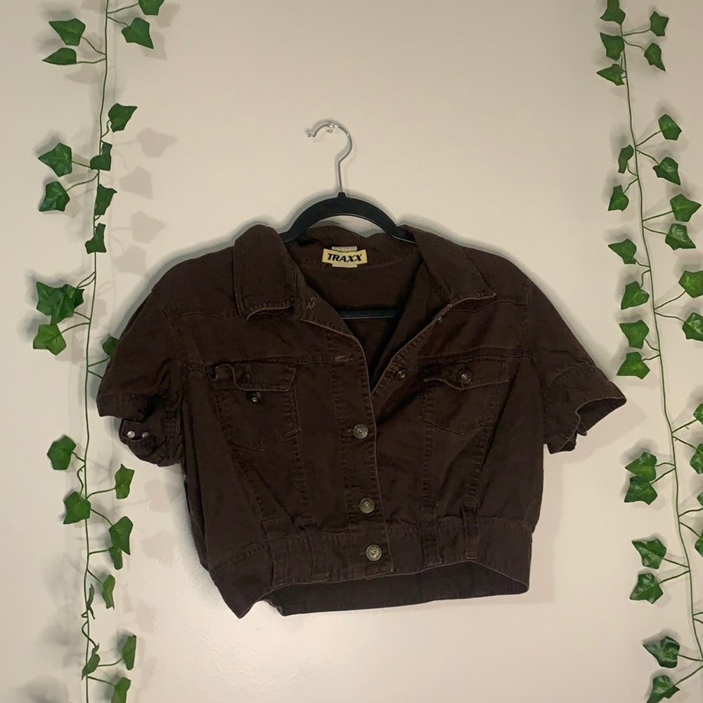 vintage brown jean crop top